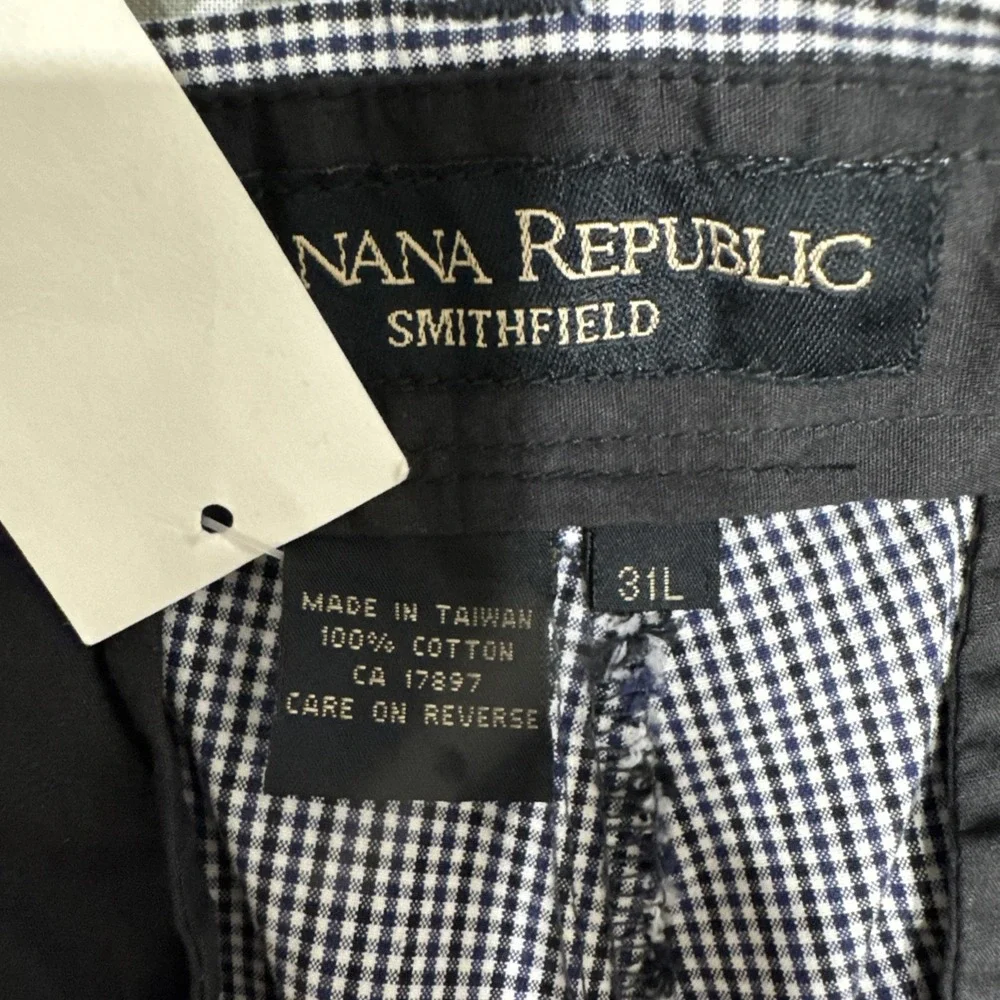 Vintage Banana Republic pants men's 31L Black White Houndstooth Smithfield NWT